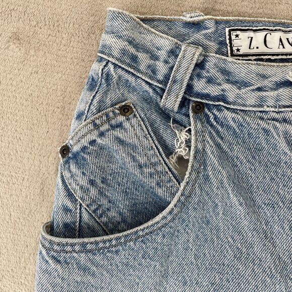 Z Cavaricci Jeans‎ Women 26 (Actual 24) Blue Acid Wash Rhinestone Button Fly VTG - Picture 2 of 16